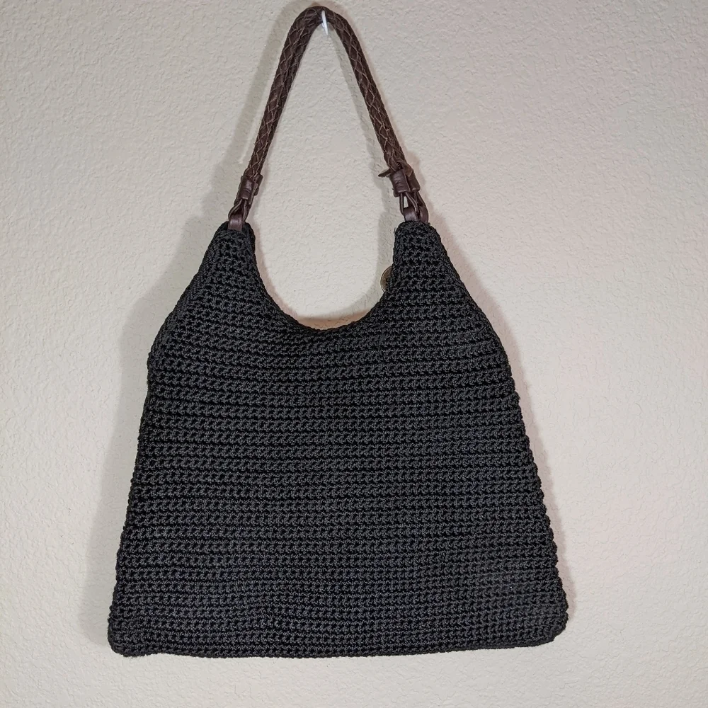 The Sak Sequoia Hand Woven Floral Crochet Purse With Leather Strap